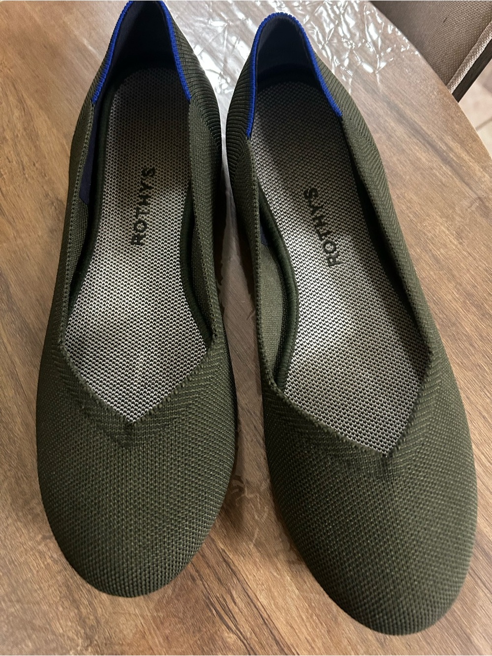 Rothy's Olive Green Knit Slip-On Flats
